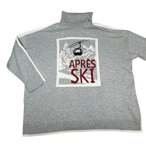 Talbots‎ Plus Womens 3X Apres Ski Graphic Turtleneck Sweater Grey Merino Blend